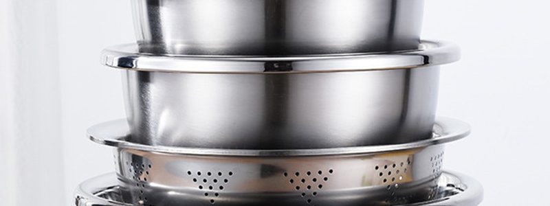 【五件套】不锈钢盆加厚加深圆形盆子家用厨房装汤和面洗菜沥水盆